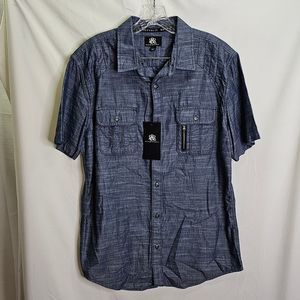 Rock & Republic Blue Chambray Button Down Shirt Size Large